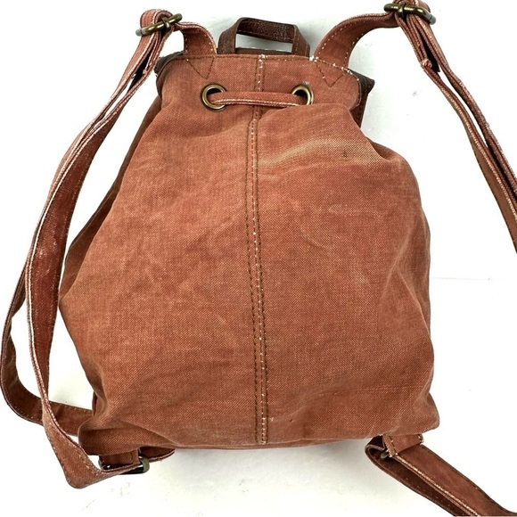 Mona B Dreamweaver Backpack Upcycled Canvas Rucksack Turquoise Jeweled New - Picture 5 of 12